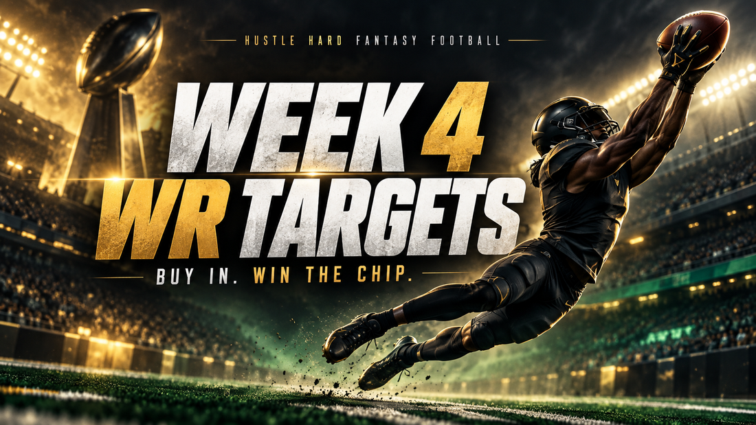 Week 4 WR trade targets: original illustration of an anonymous football receiver making a catch in a stadium