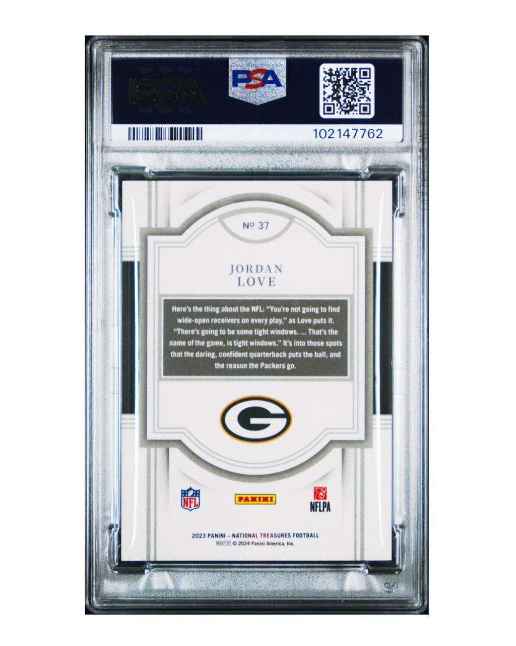 2023 Panini National Treasures #37 Jordan Love Gold 1/35 | PSA 9