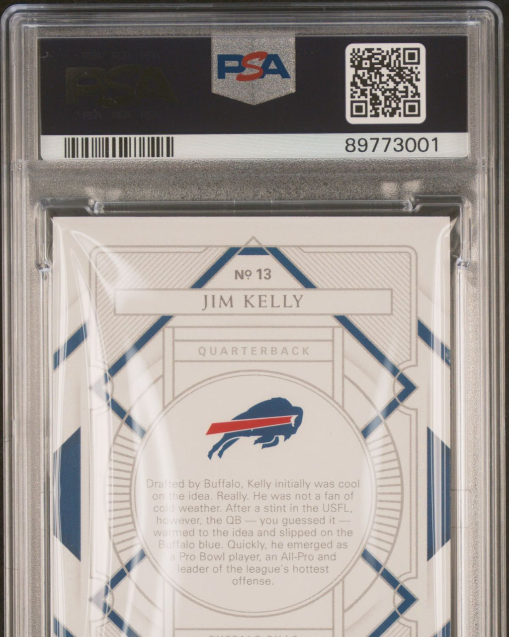 2020 Panini National Treasures #13 Jim Kelly Jersey Number Red 6/12 | PSA 8