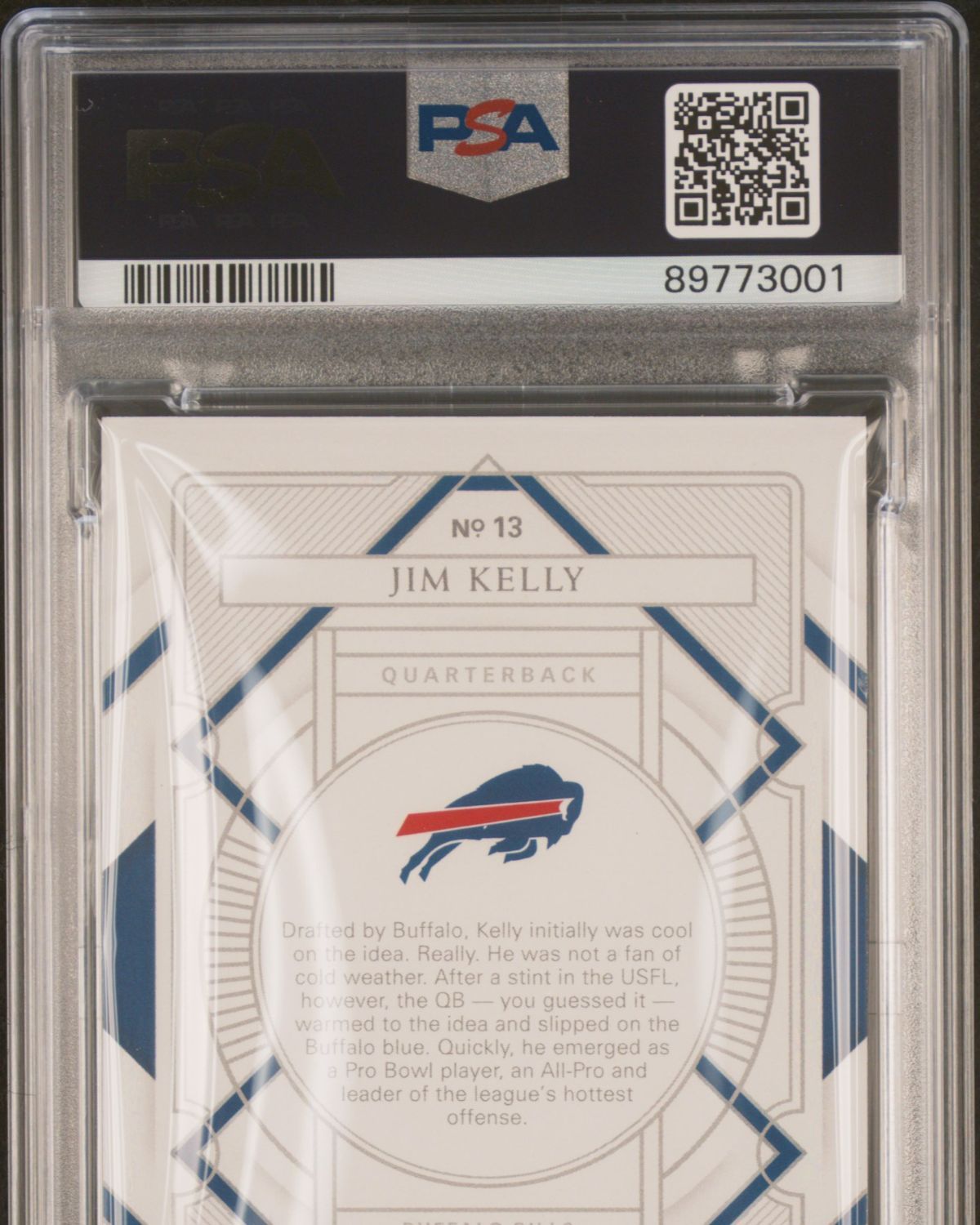 2020 Panini National Treasures #13 Jim Kelly Jersey Number Red 6/12 | PSA 8