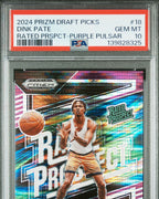 2024 Panini Prizm Draft Picks Rated Prospect #18 Dink Pate Purple Pulsar 8/55 | PSA 10