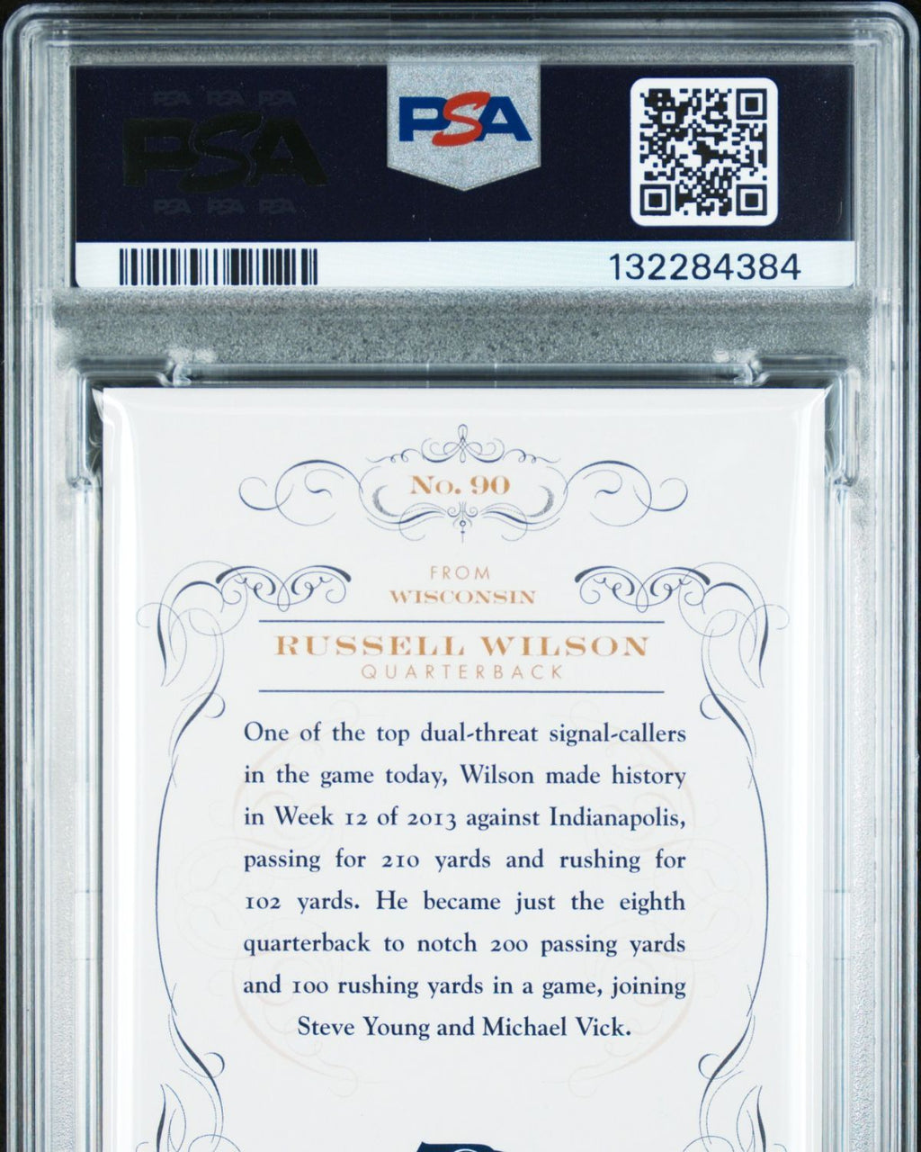 2013 Panini National Treasures #90 Russell Wilson Century Silver 21/25 | PSA 9