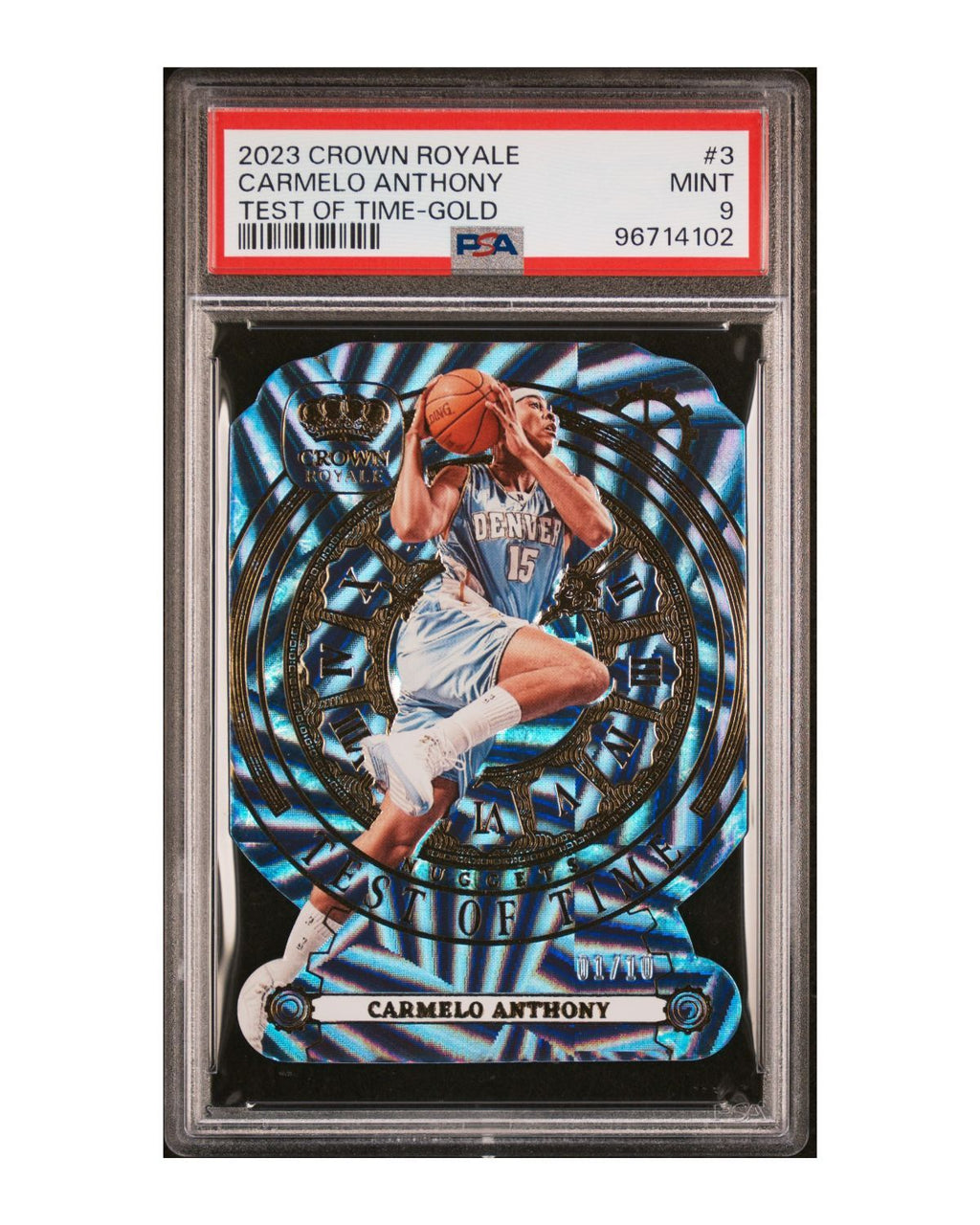 2023 Panini Crown Royale Test Of Time #3 Carmelo Anthony Gold 1/10 | PSA 9