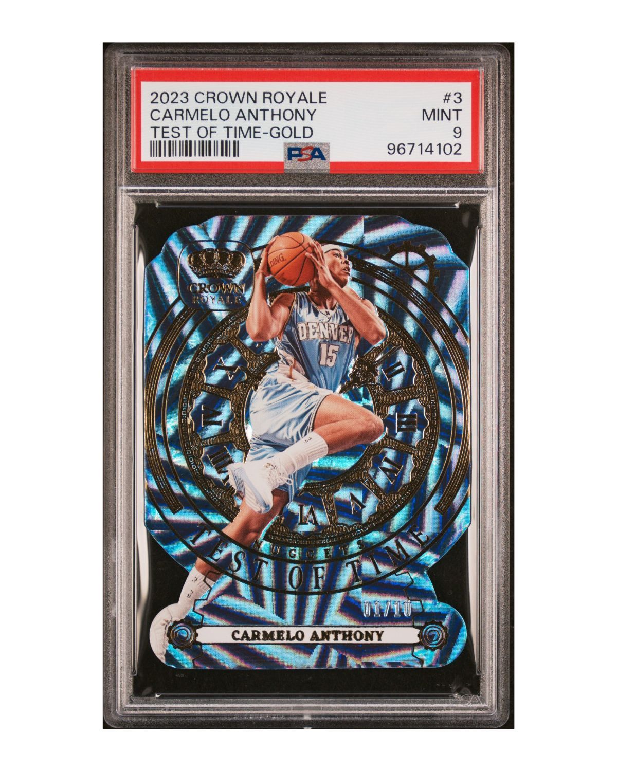 2023 Panini Crown Royale Test Of Time #3 Carmelo Anthony Gold 1/10 | PSA 9