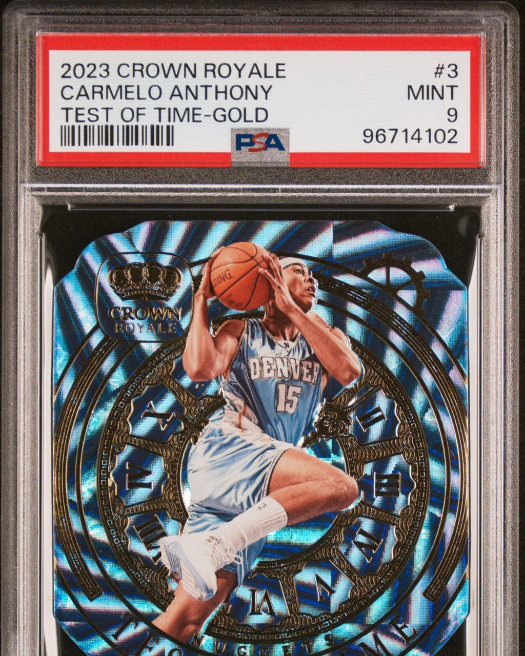 2023 Panini Crown Royale Test Of Time #3 Carmelo Anthony Gold 1/10 | PSA 9