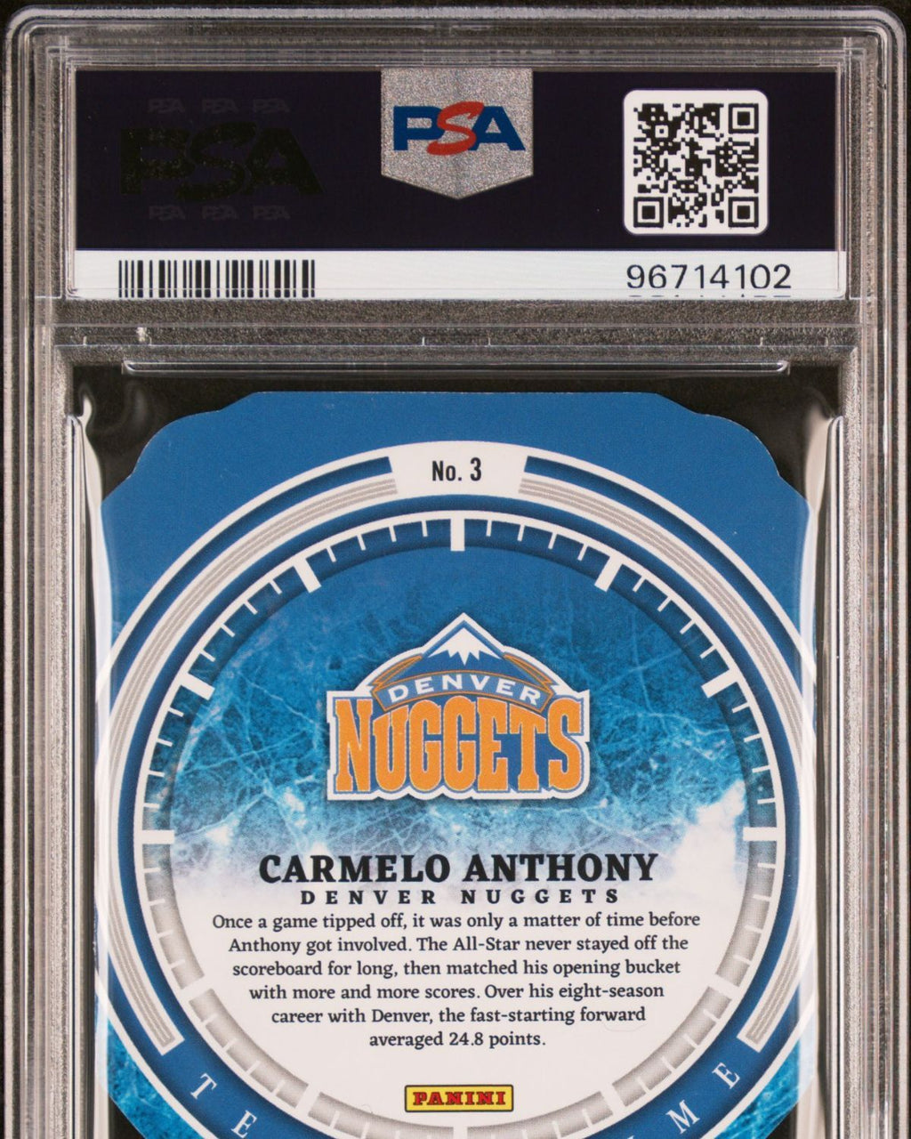2023 Panini Crown Royale Test Of Time #3 Carmelo Anthony Gold 1/10 | PSA 9