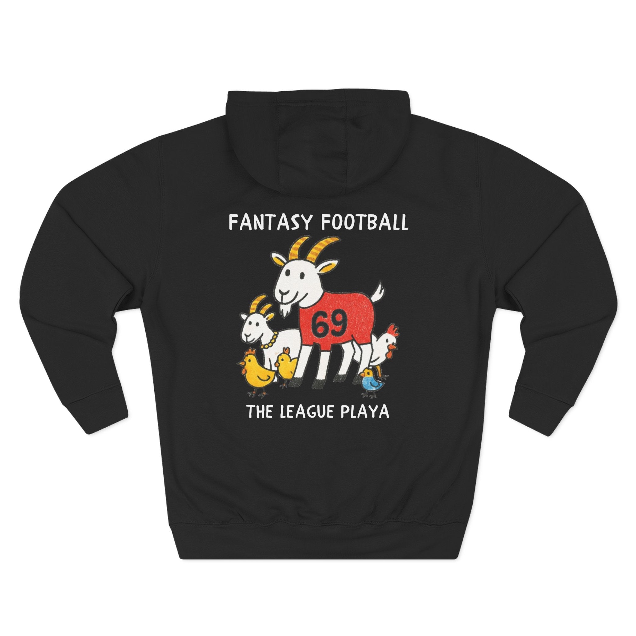 fantasy football hoodie with end league chaos text