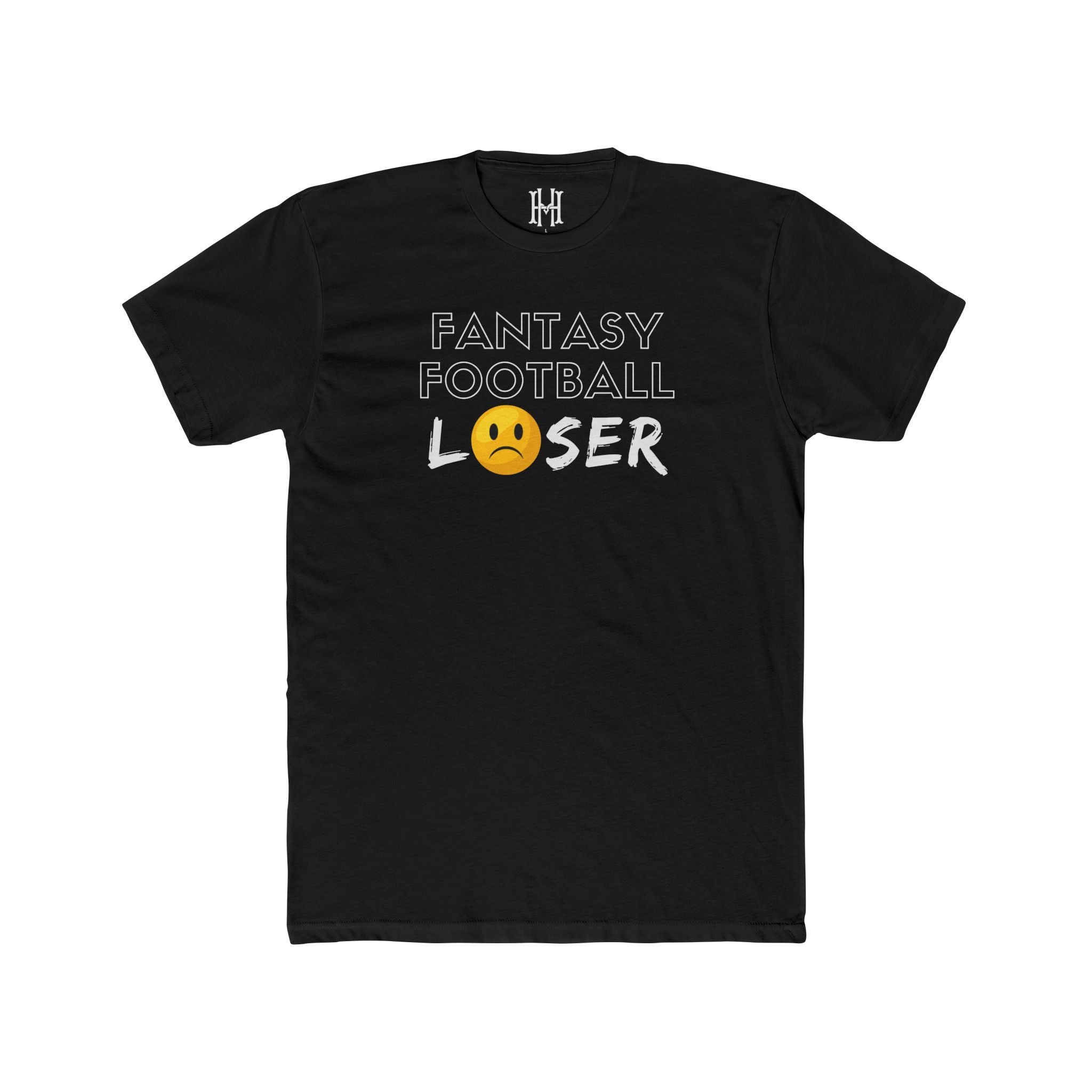 fantasy football shirt with sad emoji football design
