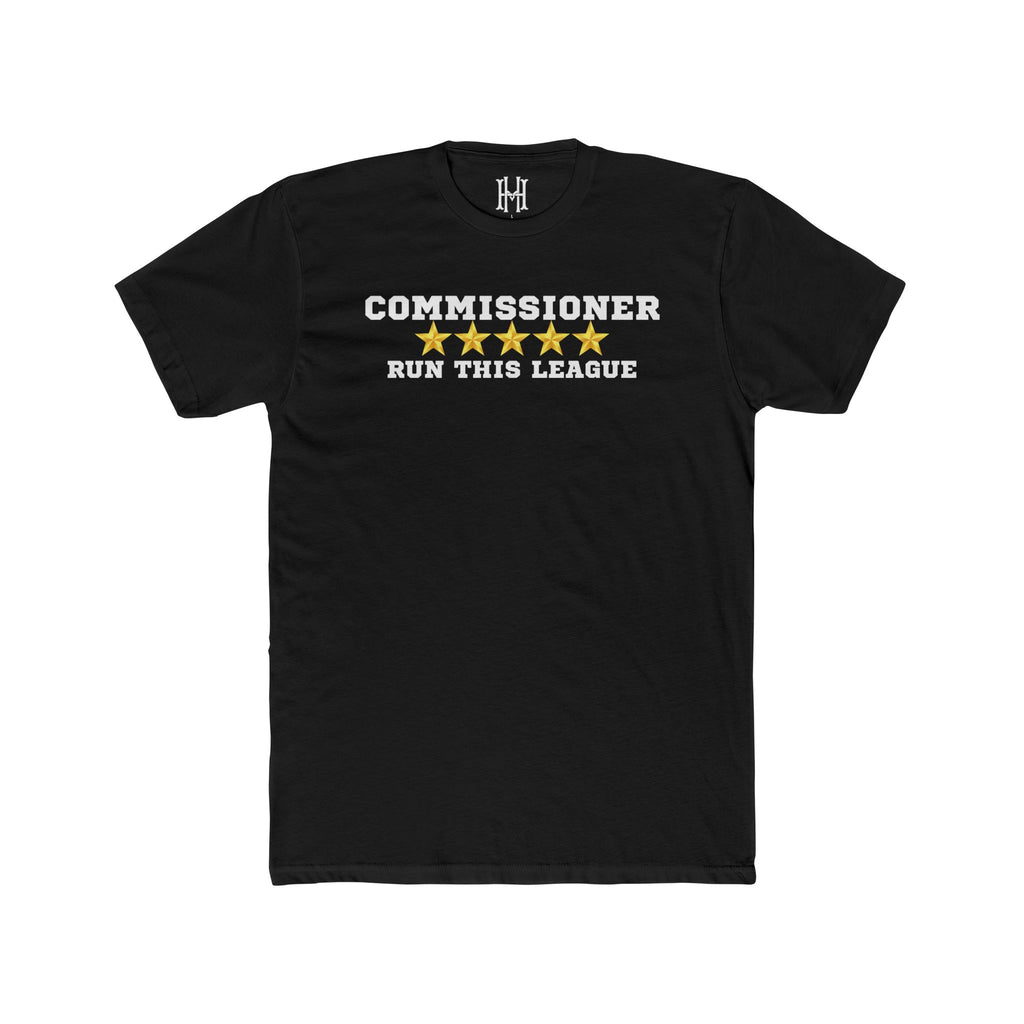 fantasy football commissioner shirt with run this league text