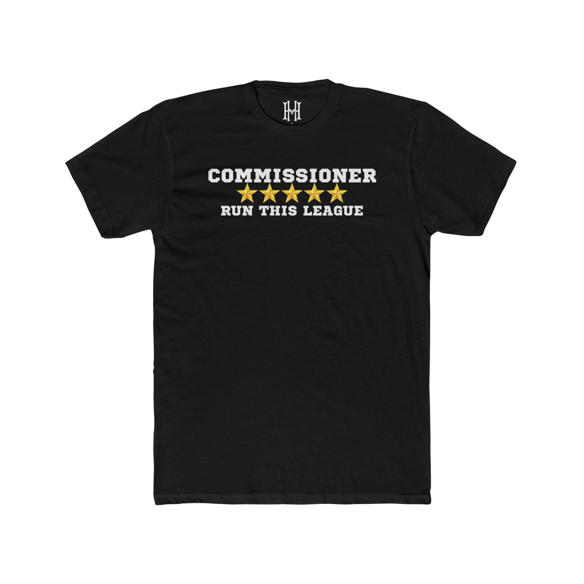 fantasy football commissioner shirt with run this league text