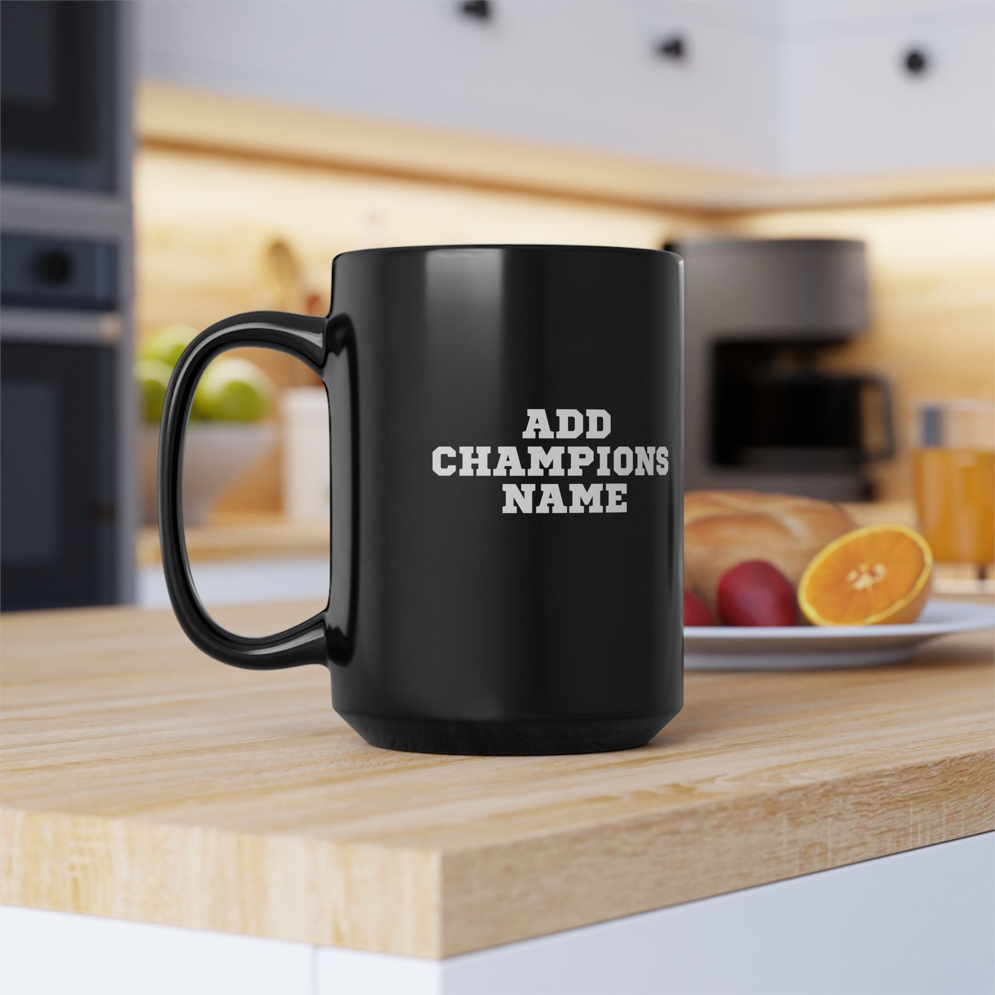 Respect the Champ Trophy Custom Black Mug