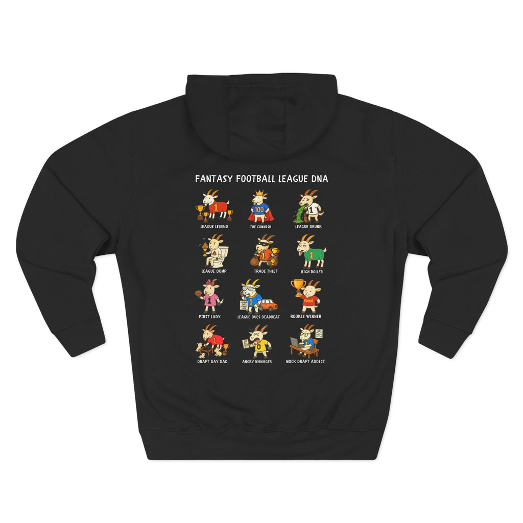 custom fantasy football hoodie with personalized league dna logo design
