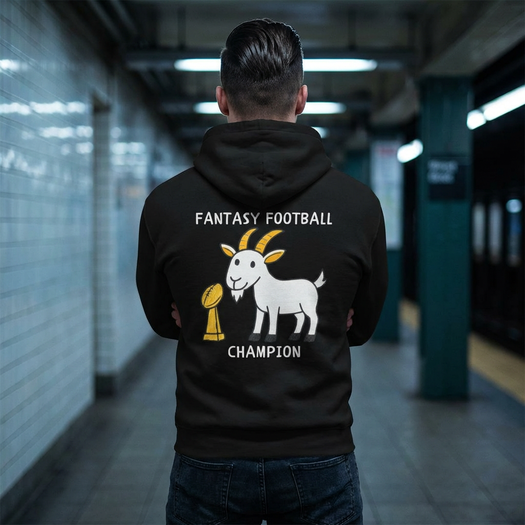 fantasy football hoodie with end league chaos champion design