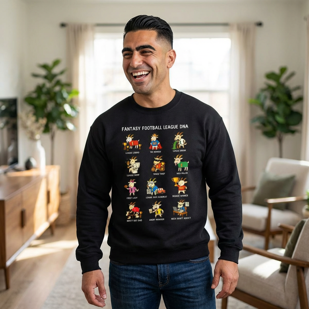 fantasy football sweatshirt with league dna design