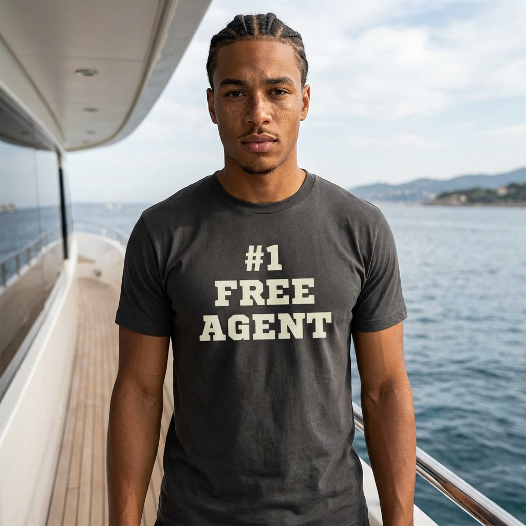 fantasy football shirt with number one free agent text