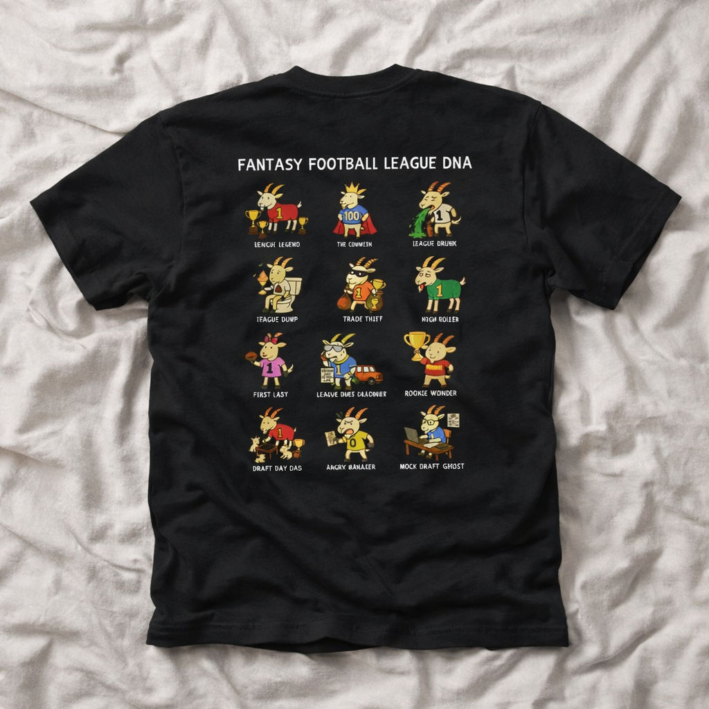 custom fantasy football shirt with 2026 league DNA and logo