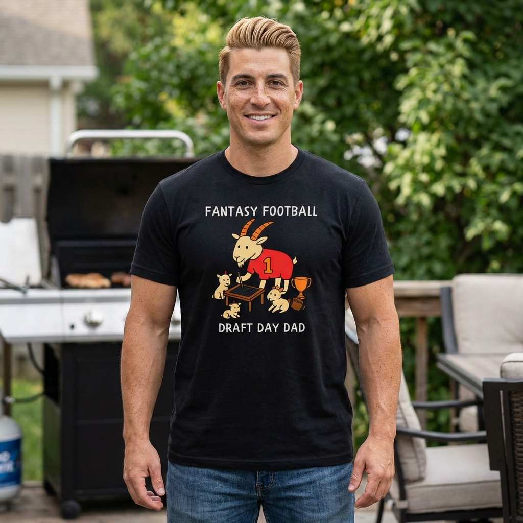 fantasy football shirt with draft day dad text