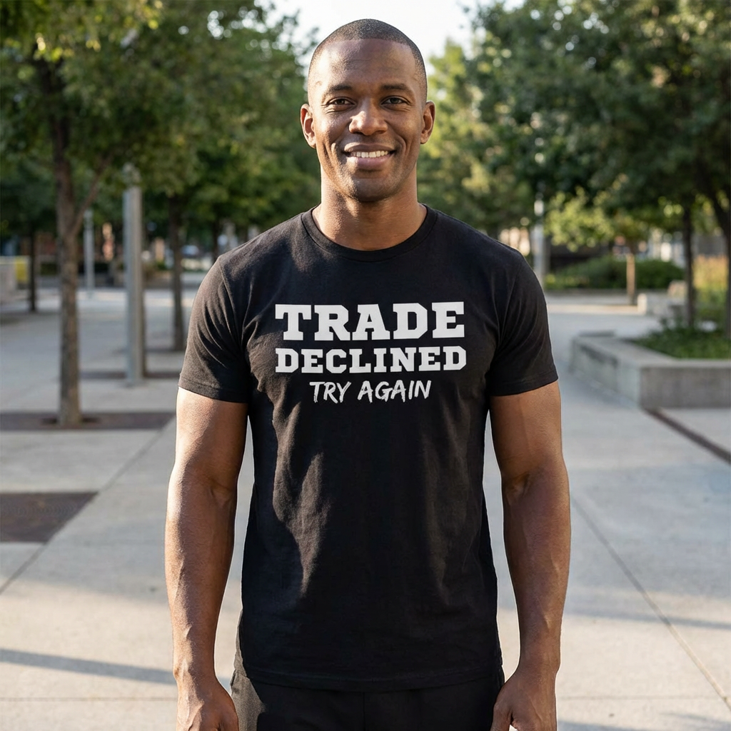 fantasy football shirt with trade declined try again text