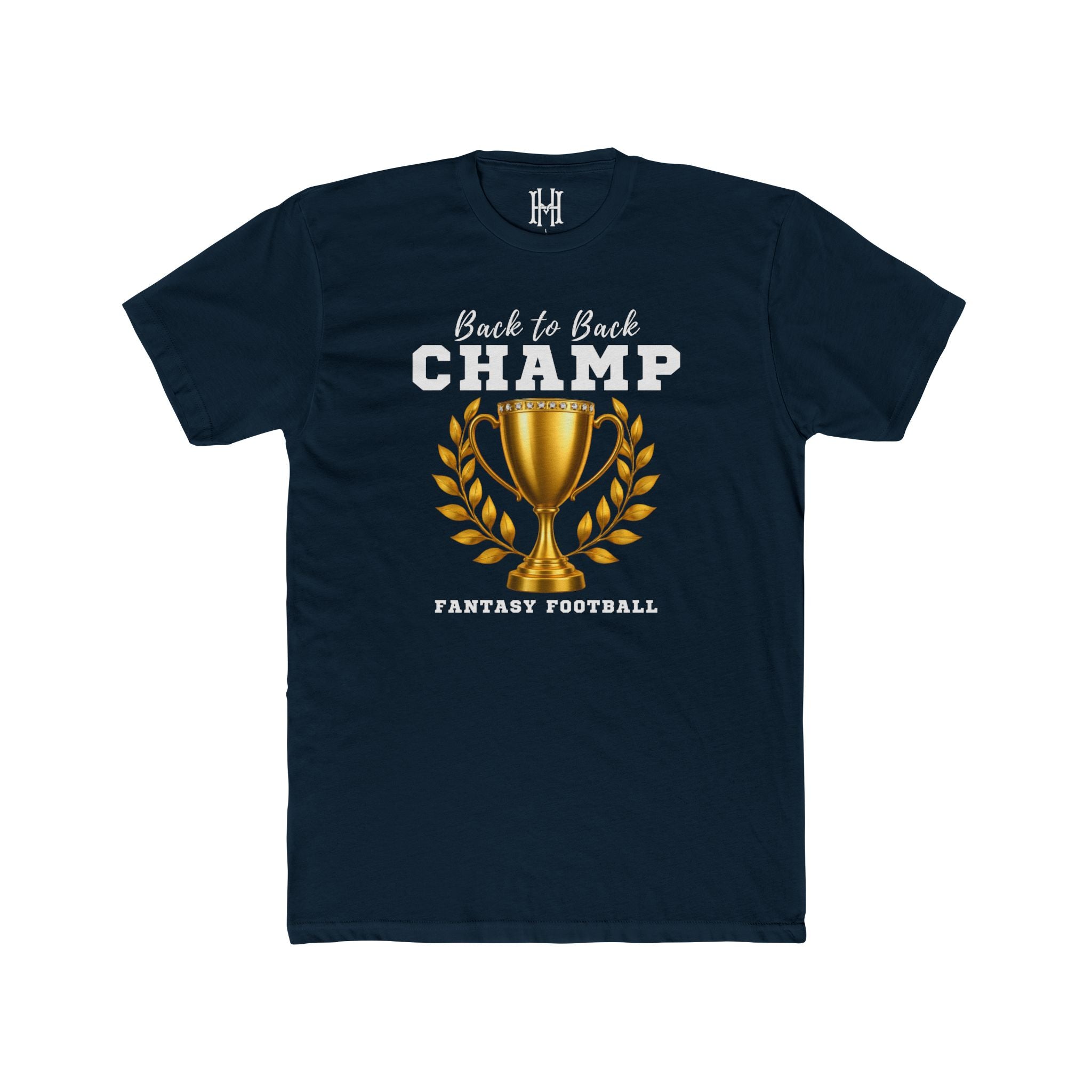 fantasy football shirt with back to back champion text