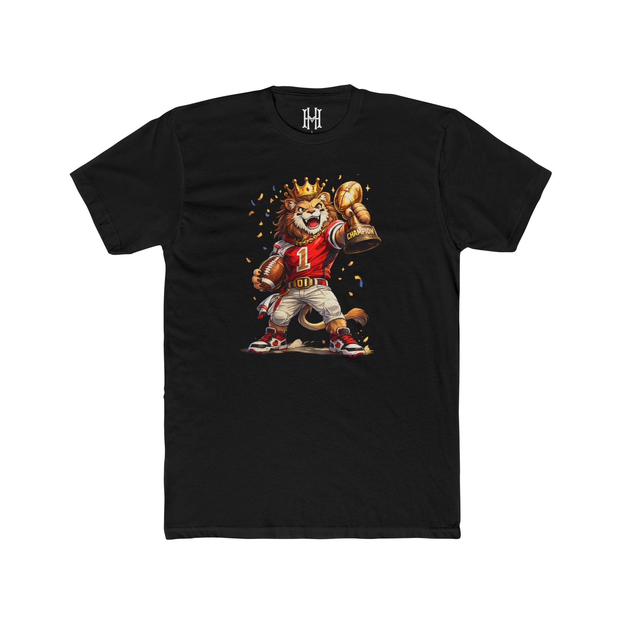 fantasy football shirt with lion champion design