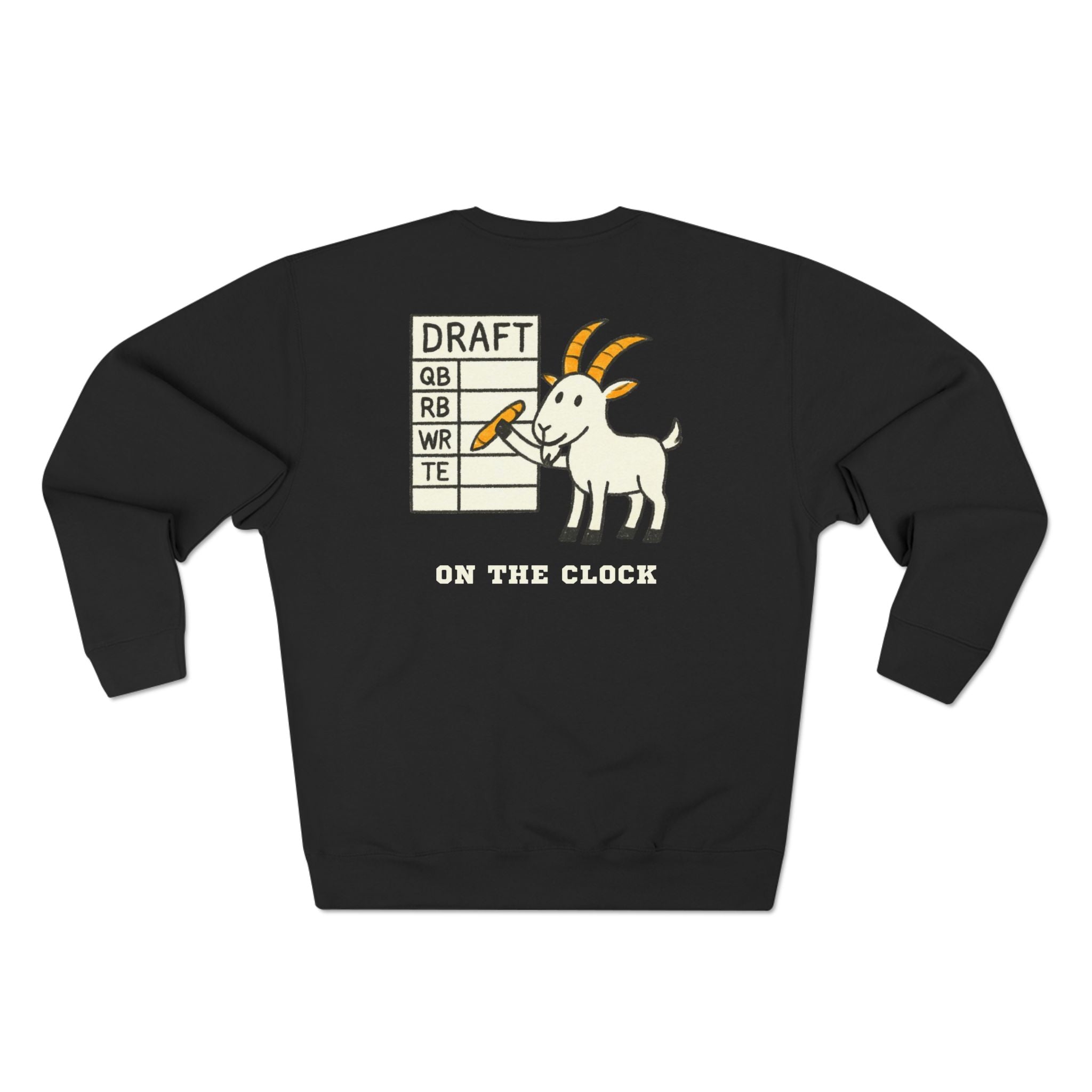 fantasy football sweatshirt with number one draft pick goat edition design
