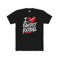 Black t-shirt with 'I ❤️ Fantasy Football' design on a white background