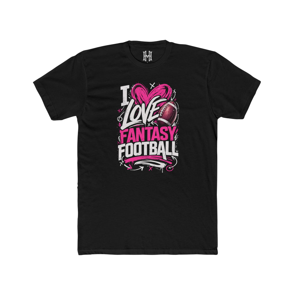 fantasy football shirt with pink heart love design