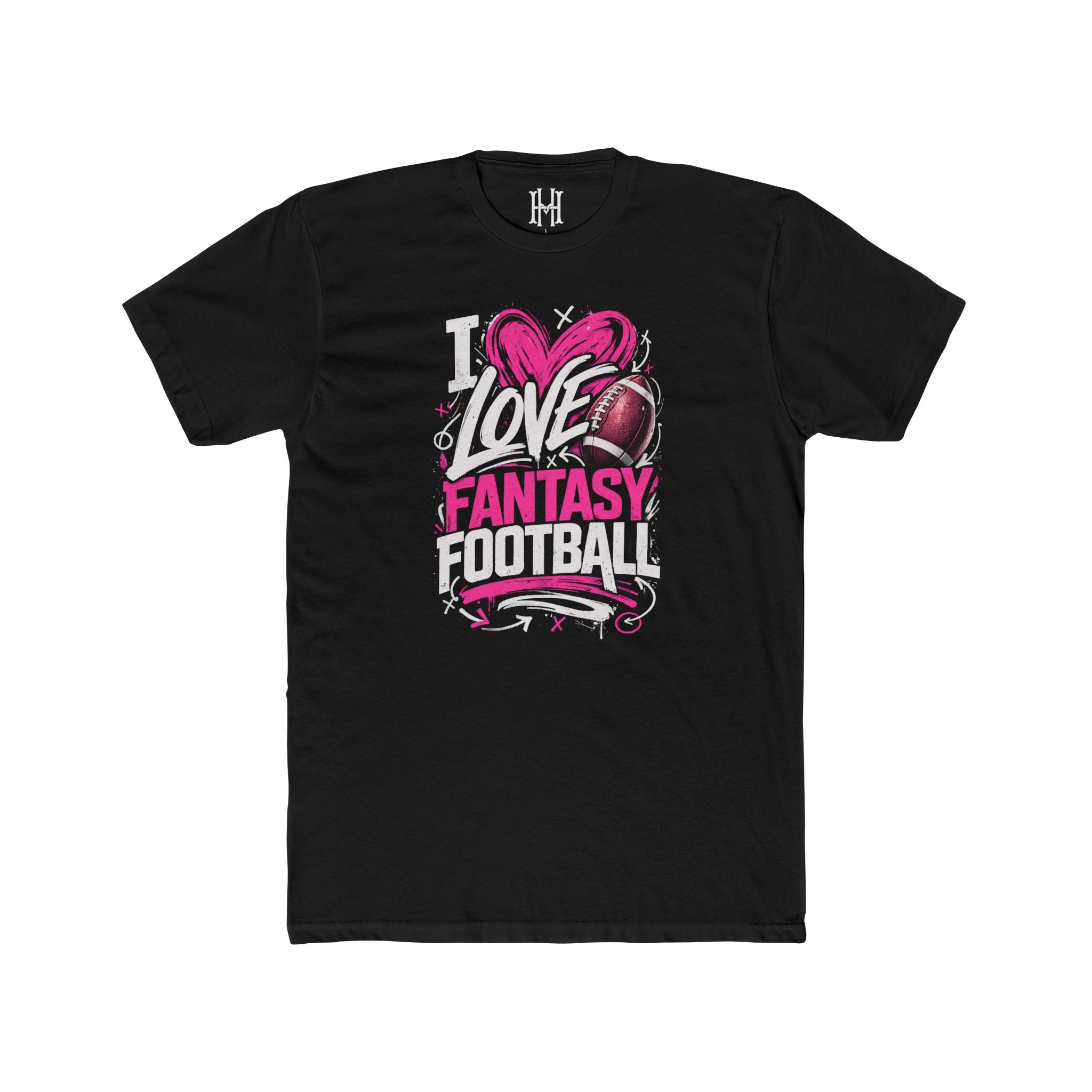 fantasy football shirt with pink heart love design