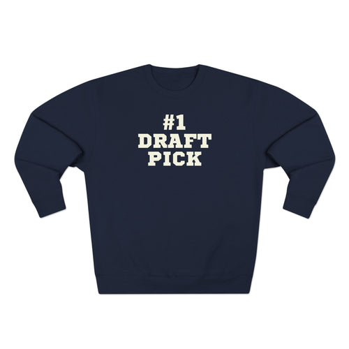 fantasy football sweatshirt with number one draft pick text